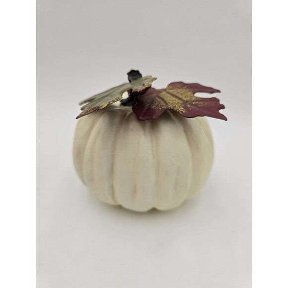 Set Of 2 Pumpkin Candy Dishes & White Pumpkin Decor Fall Autumn Decor 7" - Picture 12 of 15